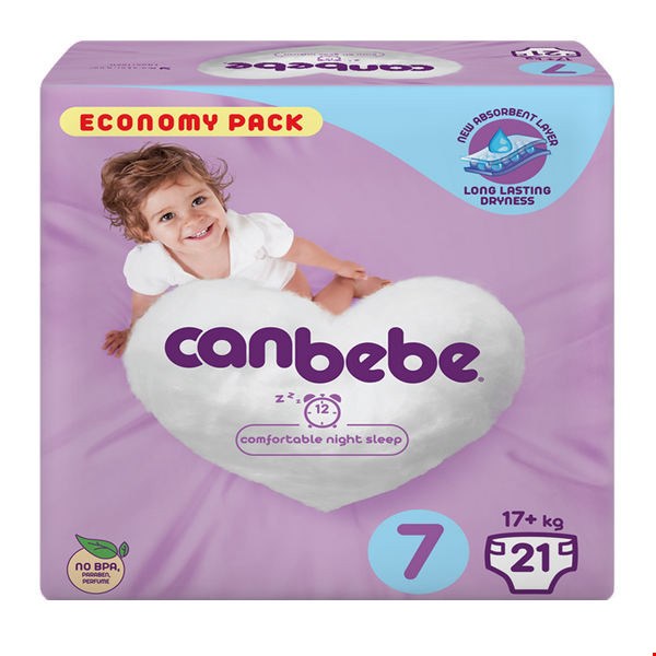 پوشک بچه جان به به مدل beb14e سایز 7 بسته 21 عددی