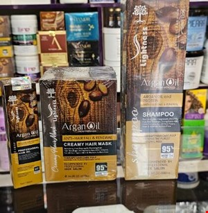 پک سه عددی شامپو ،ماسک و روغن آرگان بدون سولفات اصل ساخت اسلواکی 