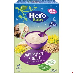 غذای کمکی هشت غله و رازیانه با شیر مخصوص شب هرو بیبی _ 200 گرم Hero Baby تاریخ فول