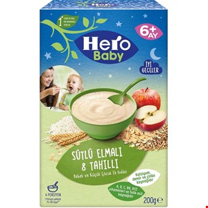 غذای کمکی هشت غله و سیب با شیر مخصوص شب هرو بیبی _ 200 گرم Hero Baby تاریخ فول وارد شده از مرز بازرگان 